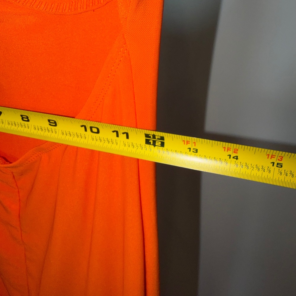 Orange Bodycon Maxi Dress Pink Lace Trim Underwire Cups Back Cutout Size S - Picture 6 of 7
